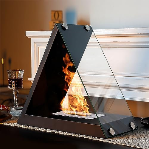 JHY DESIGN Large Tabletop Fire Pit Bowl Pot Clean Burning Bio Ethanol Ventless Fireplace for Outdoor Patio Parties Events Home Deco (Triangles)
