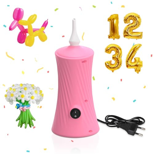 PlusFive Pompe à Ballons Électrique - Gonfleur Electrique pour Ballons Longs & Feuille d'Aluminium, Pompe Ballon Portable, Pompe Gonflage pour Ballons Anniversaire, Mariage, Noël & Décorations de Fête