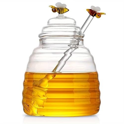 WD Lifestyle - Honigglas 500 ml aus Borosilikatglas mit Dekor