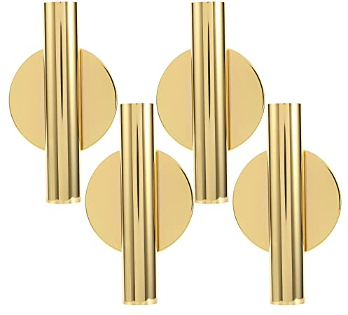Fuhjythy 4Pcs Wall-Mounted Flower Tube Wall Metal Vase Decoration Stand Dry Vase Stand for Displaying Flower Decoration,Gold