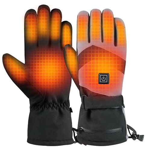 Heated Gloves for Men Women, 7.4V 3000mAh Rechargeable Electric Heating Gloves Hand Warmer for Winter Snow Biking Riding Skiing Cycling Hunting (Black, L)