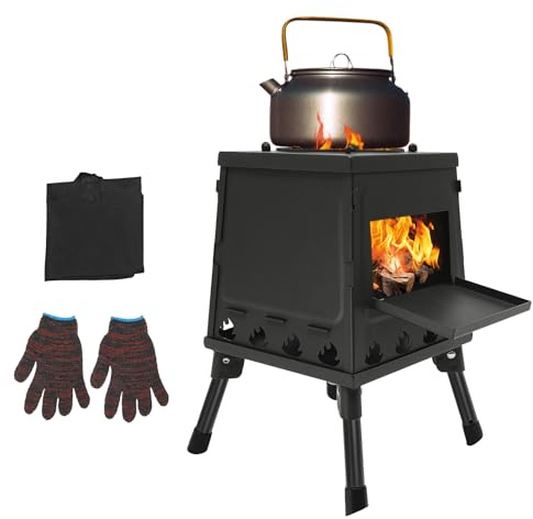 CHIMHOON Outdoor Campingzelt Holzofen, Zeltkocher Ofen Kocher, Camping Zelt Herd Stove, Faltbarer Ofen, Terrassenofen, Tragbarer Holzofen, Gartenofen, für Camping und Wandern