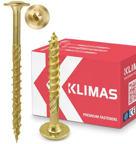 KLIMAS Holzschrauben Torx - Tellerkopfschrauben TX Gelb Schrauben - Flachkopfschrauben Holz - Tellerkopf - Holzschrauben Set Dachkonstruktion Schrauben - 5x40 mm - 400 Stück