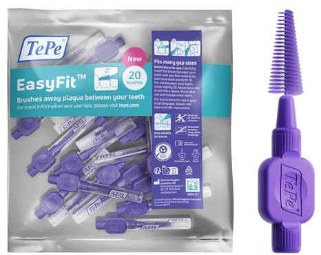 TePe EasyFit™, Scovolino Conico, Viola, M/L, 20 pz | Rimozione placca, Pulizia efficace degli spazi interdentali, Per spazi da medi a larghi