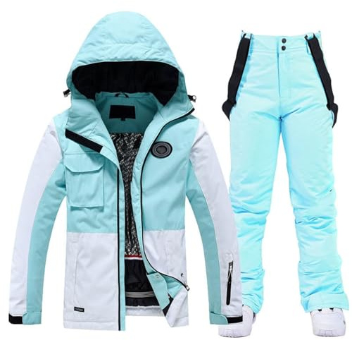 Damen Ski Jacke Hosen 2 Teilig Set Skianzug Wasserdicht Winddicht Winter Warme Skischnee Skifahren Sätze Snowboard Schneeanzug Winddicht Snowboardjacke Trägerhose Set Zum Snowboarden Klettern