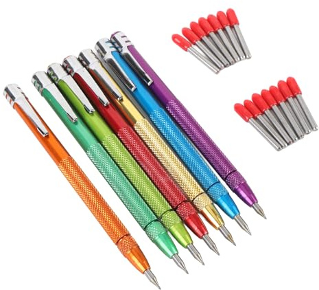 Odorkle Wolframstahl-Markierungsstift, 7-teiliges Gravurwerkzeug-Set mit 14 Spitzen für Metall, Glas, Fliesen, Holzbearbeitung, Schreiner, Schmuck, Künstler, Heimwerker