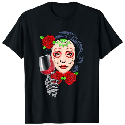 Verre à vin Rouge Femme avec vin T-Shirt