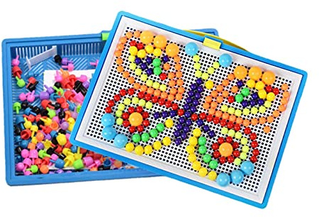 harayaa 310 Stück Pilz Nagel Puzzle Holzspielzeug Farben Sortierbrett Pegboard Als Lernspielzeug Zur Entwicklung von Vorstellungskraft für Kleinkind Vorschule, 620 Stifte