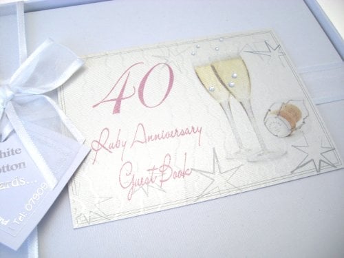 40th Ruby Anniversary, Guest Book, Champagne Glasses