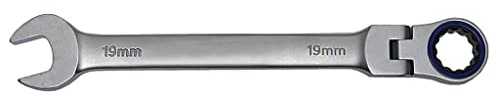 SW-Stahl S1597-19 Gabelringratschenschlüssel 19 mm mit Gelenk, 72 Zähne | Chrom-Vanadium Gelenk-Ratschenringschlüssel SW 19, 245 mm lang, 12-Kant-Profil, ideal für Profis und Heimwerker