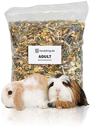 Premiumfutter Adult ohne Farbstoffe für ausgewachsene Kaninchen und Meerschweinchen (3kg) von Heukönig