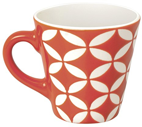 Excelsa Etnika Tasse Kaffee 90 ml, Porzellan, Rot, 6.2 x 6.2 x 6 cm