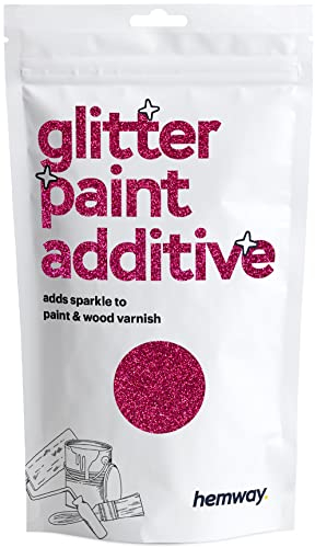 Hemway Glitter Paint Additive - Dark Rose Pink | Metallic Flakes for Adding Sparkle to Paints & Wood Varnish | Add to Emulsion, Acrylic & Latex for Indoor Sparkly Walls | 100 g