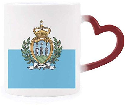 DIYthinker Drapeau National de Saint-Marin Europe Pays morphing Tasse Sensible à la Chaleur Rouge Coupe du Coeur Multicolore