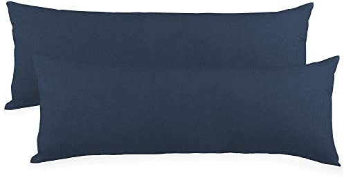 CelinaTex BeBasic Kissenbezug Doppelpack 40 x 120 cm dunkel blau Mikrofaser Seitenschläferkissen Bezug Jersey
