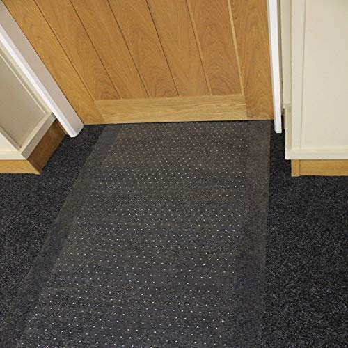 Bargains Hut Heavy Duty Clear Vinyl Carpet Floor Protector Plastic Floor Mat Non Sip Waterproof Chair Mat Office Home Hallway Runner 27” Wide (2 Metre Long / 27 Width)