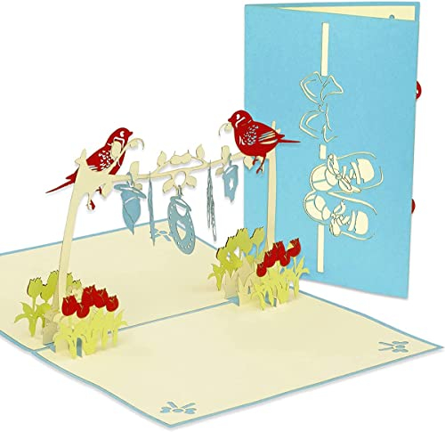 LINPOPUP®, LIN17582, POP UP Karte Geburt, Glückwunschkarte Geburt, Geburtskarte, Babykarte, 3D Grußkarte Baby Junge, N342
