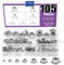 Swpeet - Set di 50 dadi a flangia metrica seghettati in acciaio inox 304, 7 misure – M3 M4 M5 M6 M8 M10 M12, Fnut, Assortment Kit