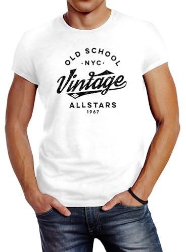Neverless® Herren T-Shirt Schriftzug Oldschool Vintage Allstars Fashion Streetstyle
