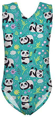 Coloranimal Badeanzug für Kinder, Mädchen, süßer Zebra-Blume, einteilig, ärmellos, Nesh, 3–14 Jahre Gr. 7-8 Jahre, Panda Flower01