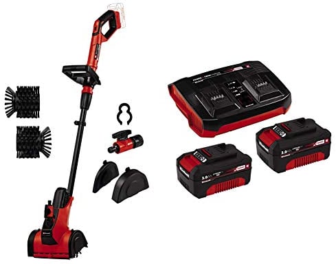 Einhell Akku-Oberflächenbürste PICOBELLA 18/215 Power X-Change (Li-Ion, 18V, 215 mm Arbeitsbreite, Gartenschlauchanschluss, inkl. Bürste MEDIUM, 2x 3 Ah Akku und Twincharger)