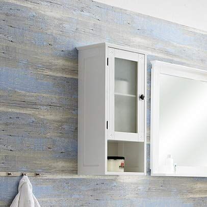 Pelipal - Maxim - Wandschrank - Badmöbel - 68 x 32 x 23 cm - 1-türig, Nische, 1 Einlegeboden - Landhaus-Stil - in weiß Glas/weiß