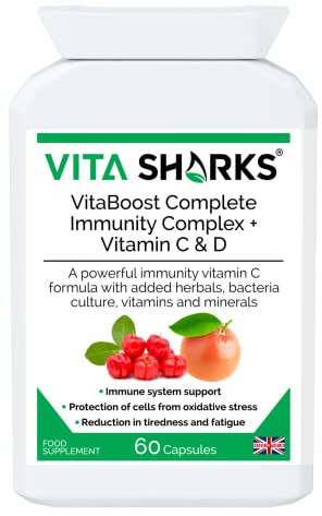 VitaBoost Complete Immunity Complex + Vitamin C & D. Fight Infection & Boost Immune Function. Anti-Viral & Anti-Bacterial. All-in-One Potent Vitamin C Formula. Essential Vitamins & Minerals