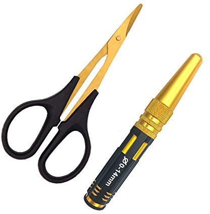 Body Reamer 0-14mm Hole Puncher w/Sleeve & Curved Scissors Set for RC Car Bodyshell Hobby Tools