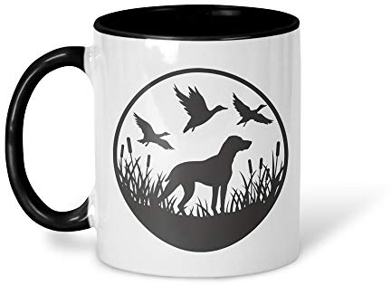personalisedstore.co.uk Mug de chasse au canard avec poignée et intérieur noirs.