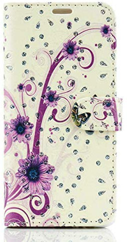 FONEJACKET For Apple iPhone 12 Mini 5.4 Phone Case Cover, Flip Wallet, Folio, Leather/Gel - Purple Flower