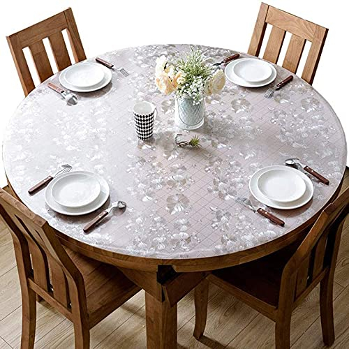 zhijiaqian456 Tischdecke Tischmatte Muster Gefrostet Tischfolie Rund Glasklar 2mm Matt Tischdecke Tischschutzfolie Transparente PVC (120cm,Transparent - Rund)