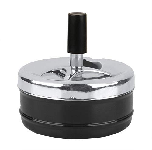 TOPINCN Ashtray, Smoking Ashtray Rotating Self-Clearing Windproof Cover Ashtray Push Down Ashtray Desktop Smoking Ash Tray for Home Office (black, L)