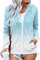 HVEPUO Damen Tie Dye Sweatjacke Reissverschluss Hoodie College Batik Jacke Colorblock Herbst Cardigan Vintage Aesthetic Cute Clothes Hoody Mit Kapuze Kapuzenjacke Hellblau Oberteile Blau M