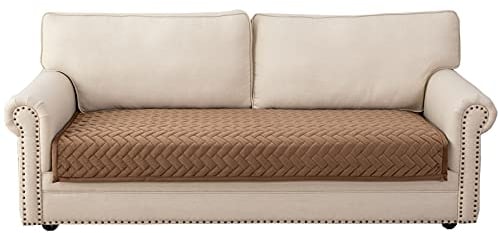 Eismodra Sofa Überzug,Sofabezug 3 Sitzer,Anti-Rutsch-Couch Überzug für L Form Sofaschoner Chaiselongue Ecksofa 2 Sitzer Schonbezüge Wohnzimmer Sessel Hunde Haustiere,Braun,110x240cm(nur 1 Stück)