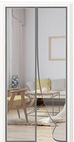 Zanzariera Magnetica per Porte, Varie Taglie, Versione aggiornata, 200x250 cm, Tenda Zanzariera, Maglia Fine, Adatto per balconi, cantine, camere da letto e porte scorrevoli, Grigio Puro