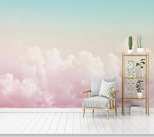 YABAOST 3D Effekt Wandbild Pvc Tapete 360X250Cm - Fototapete Poster Aufkleber Rosa Himmel Wolken Diy Selbstklebende Wandbild Pvc Wasserdichte Tapete Dekoratives Wandbild Aus Vinyl