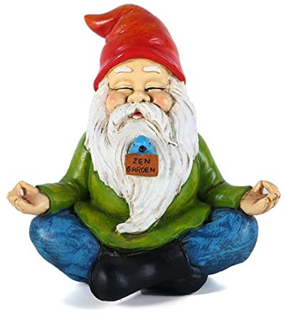 AnsonBoy Niedliche Harz-Gartenzwerg-Statue, Zen, freche, lustige Zwerge, Rasen-Ornamente für Zuhause, Büro, Schreibtisch, drinnen und draußen, Dekoration