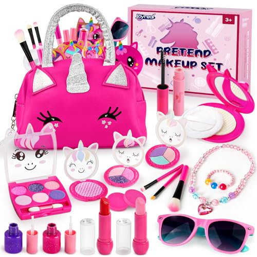 Kinderschminke Set Mädchen, 20 Stücke Make Up Spielzeug, Rollenspiel Geschenk Spielzeug ab 3 Jahre (Kein Echtes Makeup)