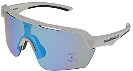 Gamswild WS7138 Sonnenbrille Einscheibenmodell Sportbrille Fahrradbrille Skibrille Damen Herren Unisex | weiß | pink | beere | blau | schwarz | mintgrün, Farbe: weiß_cat2