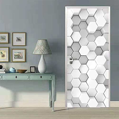 Selbstklebend Türposter Wabentechnologie Dreidimensionales Design Türaufkleber Aufkleber Schlafzimmer Badezimmertür Concealer Dekorative Wandaufkleber 95x215cm