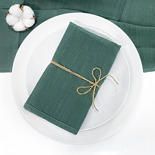 Stoffservietten, 6er Pack Hochwertige Servietten 40x40 cm, Tischdekoration Servietten Hochzeit Geburtstag, Leinenservietten Wiederverwendbare Feiern Abendessen Cafe Restaurant, Dunkelgrün