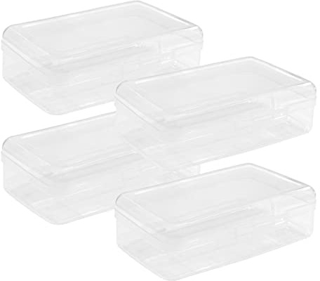 Ykimok Große Kapazität Transparente Federmäppchen, Federmäppchen, Kunststoff-Bleistiftboxen, stapelbares Design, Vorratsboxen für Schule Klassenzimmer, 4er-Pack (transparent)
