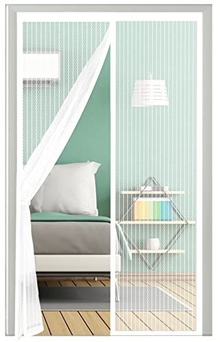 Zanzariera Porta Finestra, 100x200CM Zanzariera Magnetica Bianca Tenda zanzariera a rullo Facile da Installare Per ideale Per Porte da Balcone Cantine Terrazze