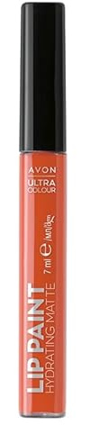 Avon Ultra Colour Lip Paint Hydrating Matte Coral Shore, for Hydrating Moisture, with Coconut Oil and Shea Butter, 7ml