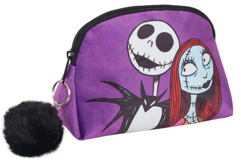 Trousse de maquillage « L'Étrange Noël de Monsieur Jack » pour femmes et filles Trousse à crayons Disney Trousse de toilette double face, violet, Taille unique, Trousse de maquillage