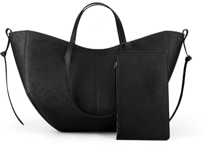 ACUYE Borsa Tote in Pelle da Donna, Tracolla a Mezzaluna, Borsa da Lavoro, A01-Nero, S, 42cm