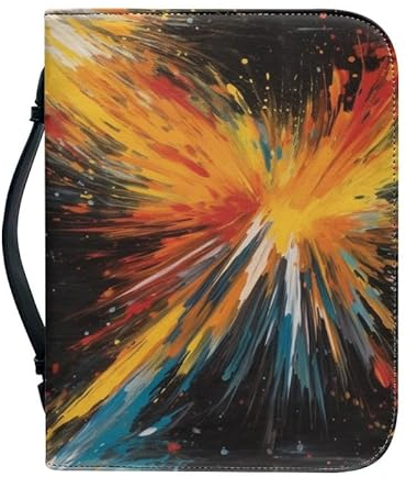 Kuiaobaty Paint Splash Color Portable Book Case for Storage, Abstract Colorful Splatter Notebook Cover Zipper Inside Pen Pockets for Men