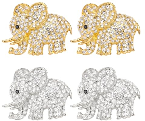 Lot de 4 pinces de sortie d'air éléphant, 2 dorées et 2 argentées, désodorisants de voiture, accessoires de voiture brillants pour l'intérieur des femmes, adaptés à un usage quotidien comme