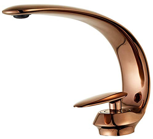 Robinet De Lavabo De Salle De Bain, Mitigeur De Baignoire Monotrou À Poignée Unique, Robinet De Lavabo De Salle De Bain Contemporain En Laiton À Montage Sur Pont, Pour Salle De Bain D'Hôtel, Doré (Or