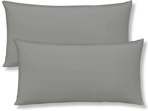 mafudoxi Kissenbezug 40 x 80 2er Set,kopfkissenbezug 40x80,Kissenbezüge mit Reißverschluss aus Mikrofaser,Premium und Weich Kissenhülle,Sofakissen dekokissen, Waschbar bis 60°C,Grau
